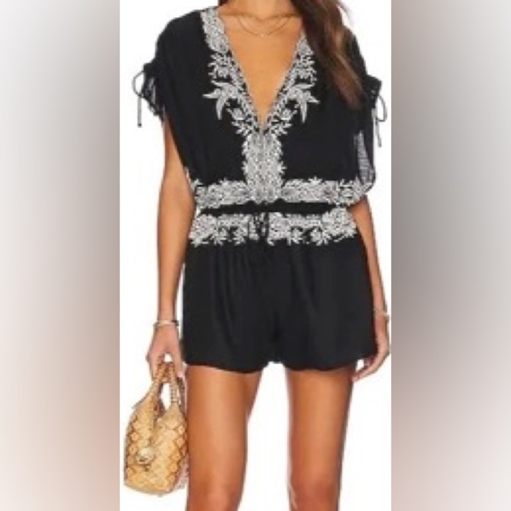 (NWT) Free People Weila floral embroidered shorts romper